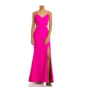 Aqua - Scuba Crepe Side Cutout Hot Pink Gown | Color: Pink | Size: S